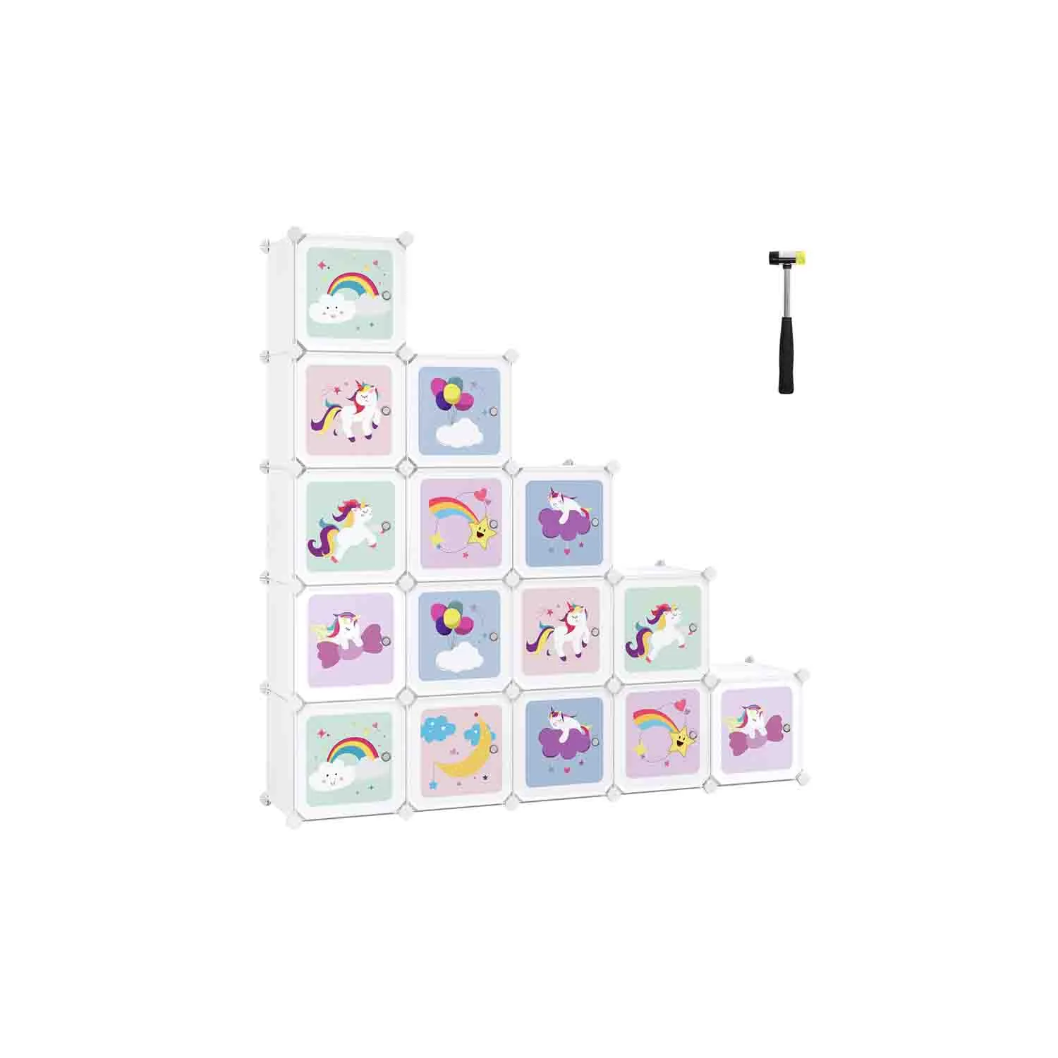 Armadio Cameretta Modulare a Cubi con Ante per Bambini - Image 2