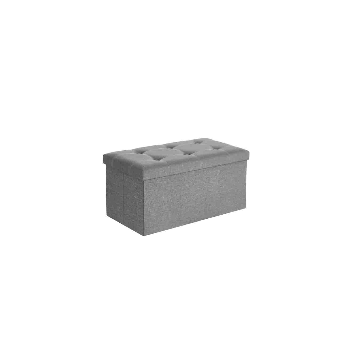 Pouf Contenitore Pieghevole con Rivestimento in Simil Lino