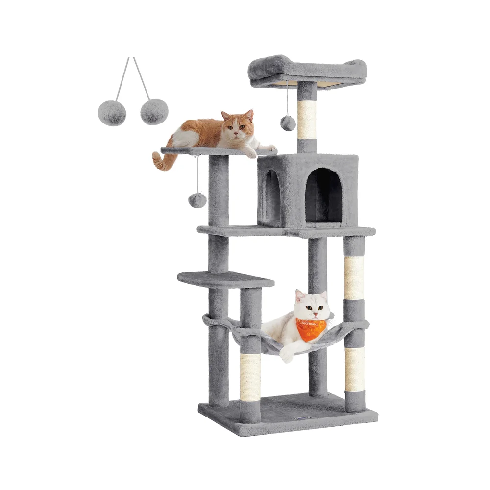 Albero per Gatti con Pali Graffiatoi Posatoi Grotta Amaca Pompon - Image 2