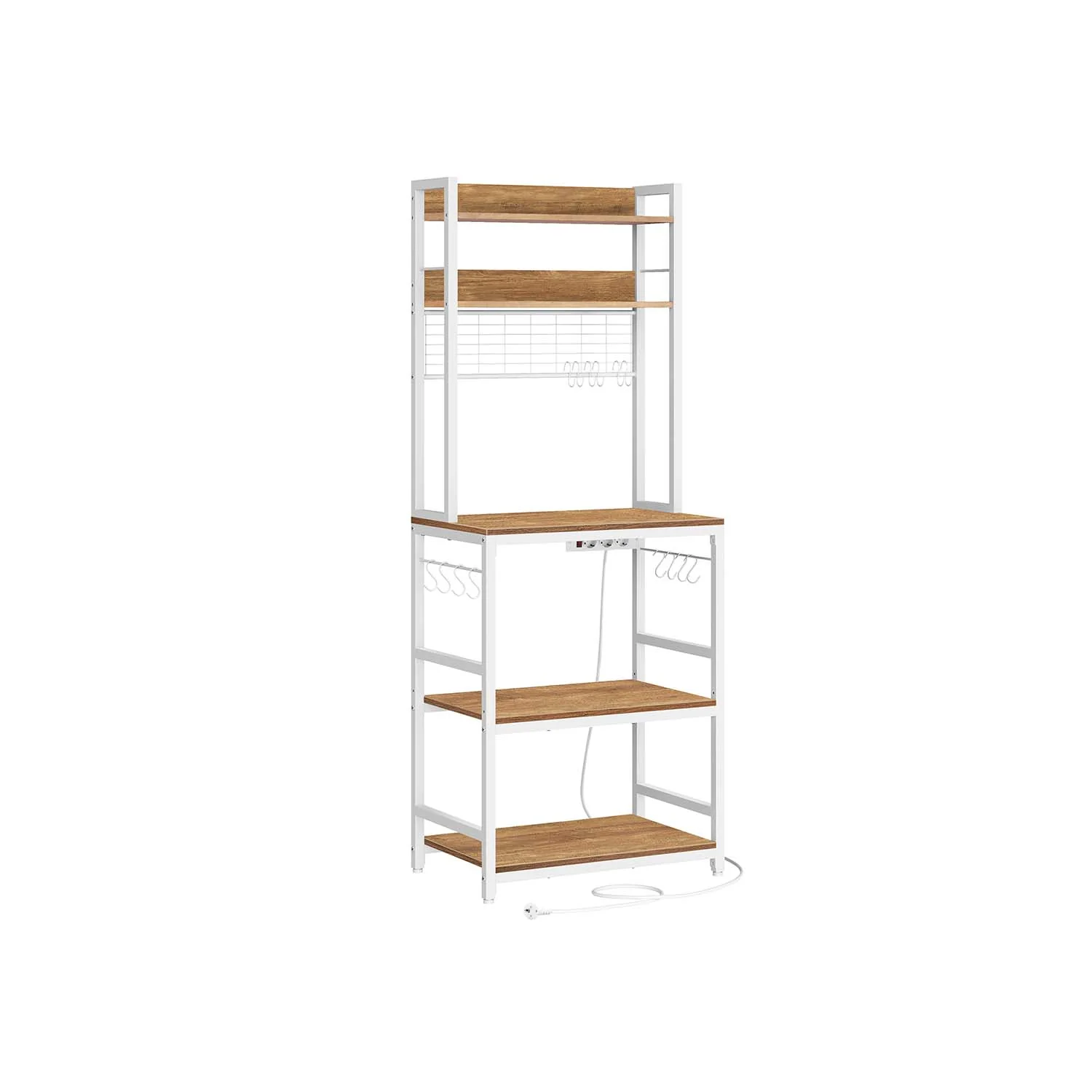 Scaffale Cucina con Multipresa Marrone Vintage e Nero - Image 4