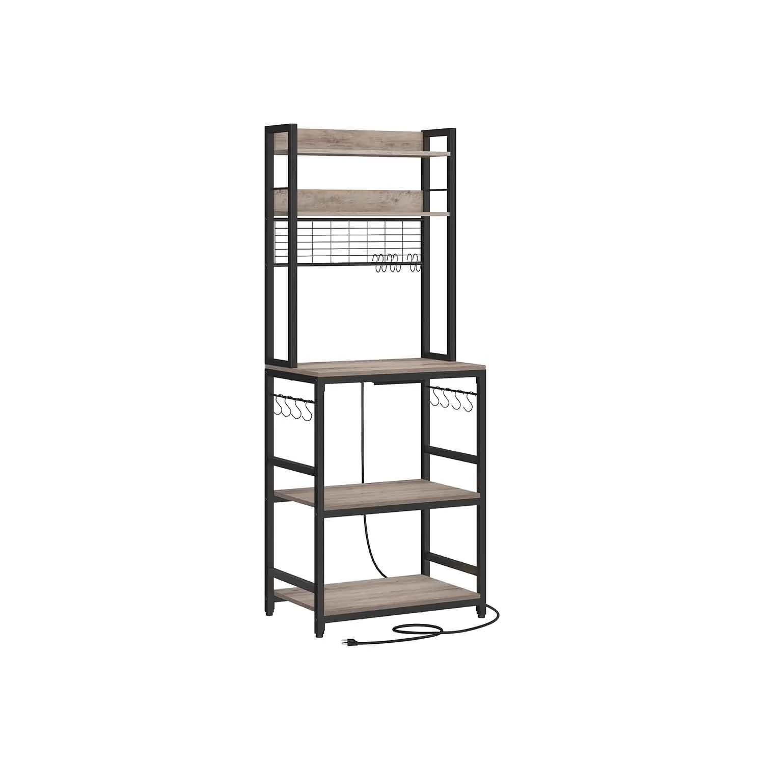 Scaffale Cucina con Multipresa Marrone Vintage e Nero - Image 5