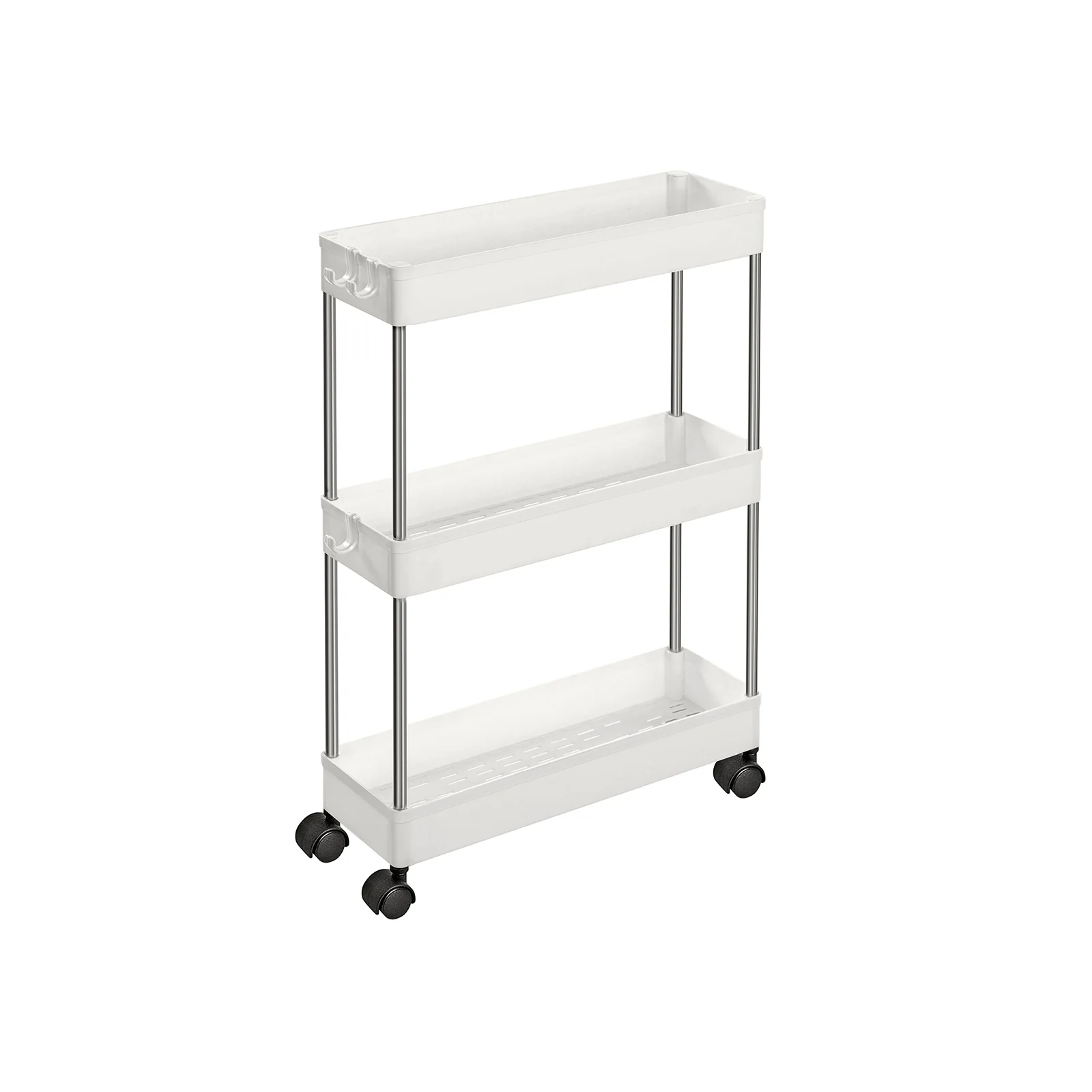Carrello Portaoggetti a 3 Ripiani Stretti Bianco