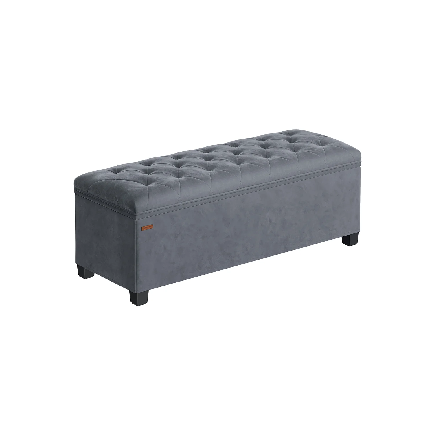 Cassapanca Pouf Contenitore Poggiapiedi con Gambe in Legno - Image 2