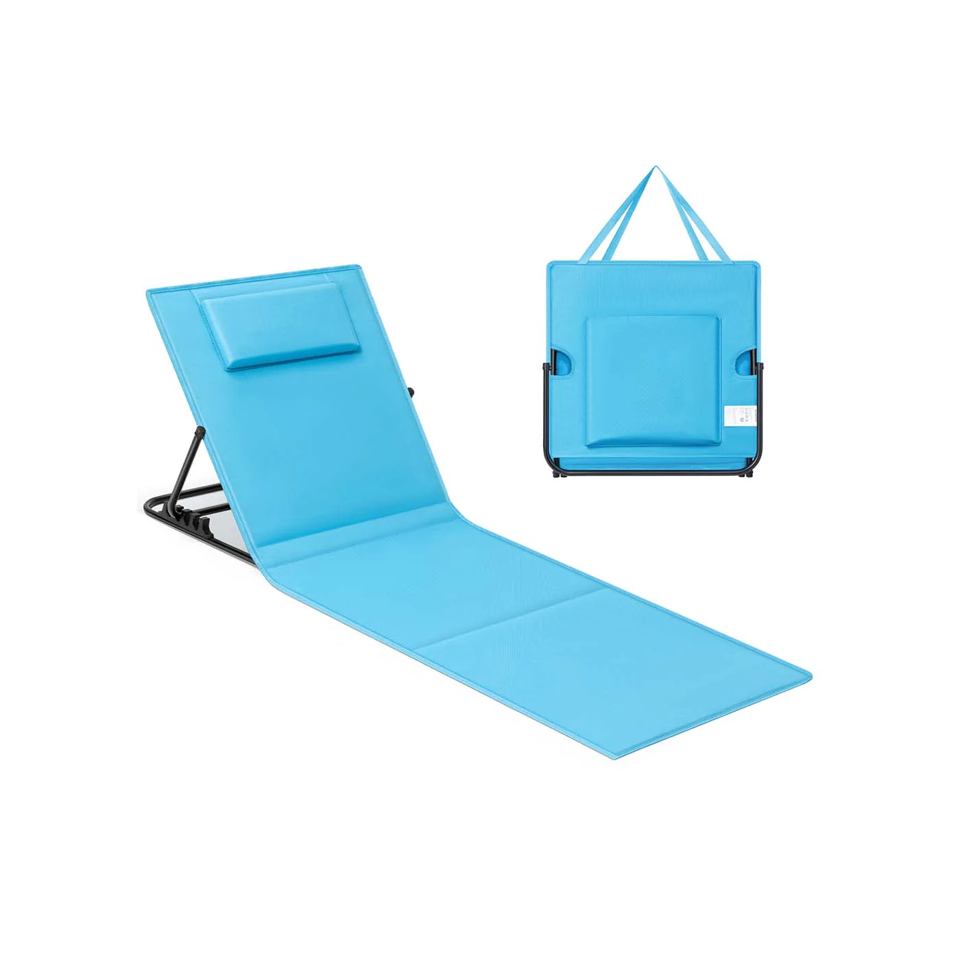 Lettino da Spiaggia Sedia a Sdraio Prendisole Inclinabile Portatile - Image 3
