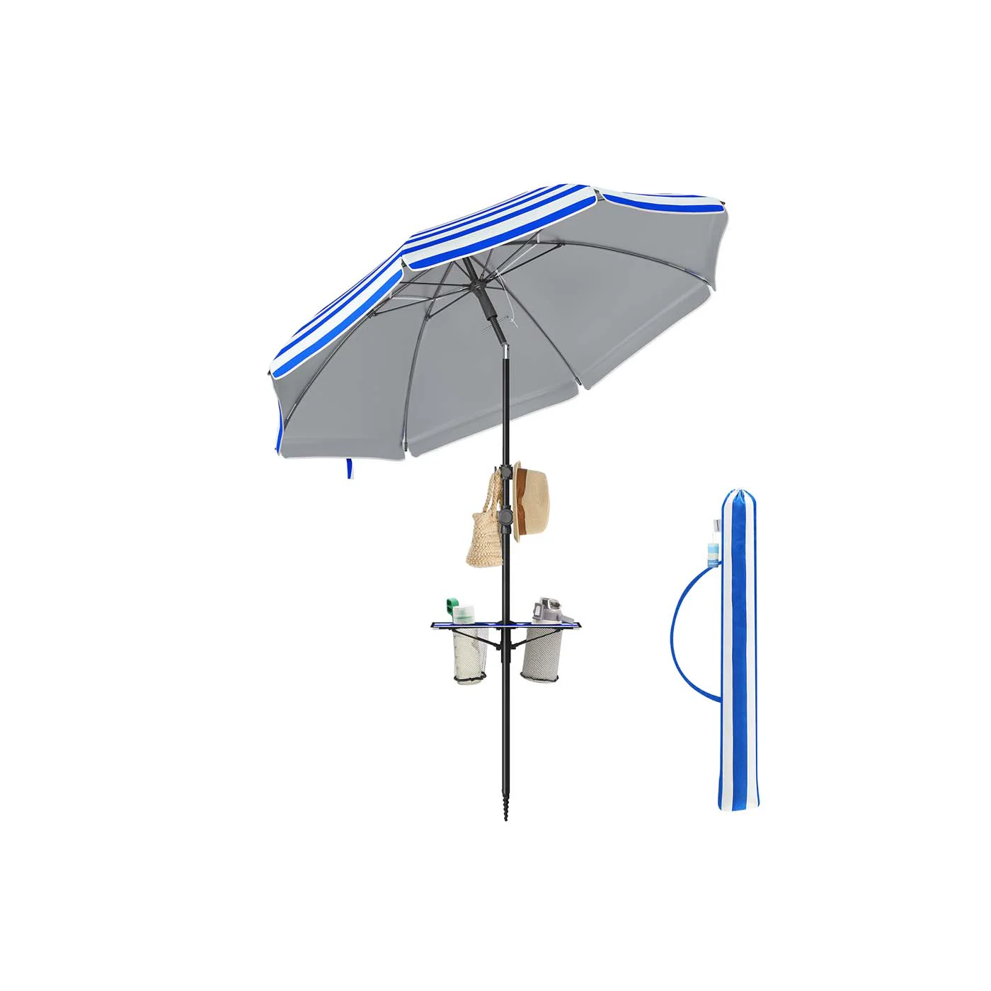 Ombrellone da spiaggia inclinabile con protezione solare e design versatile - Image 2