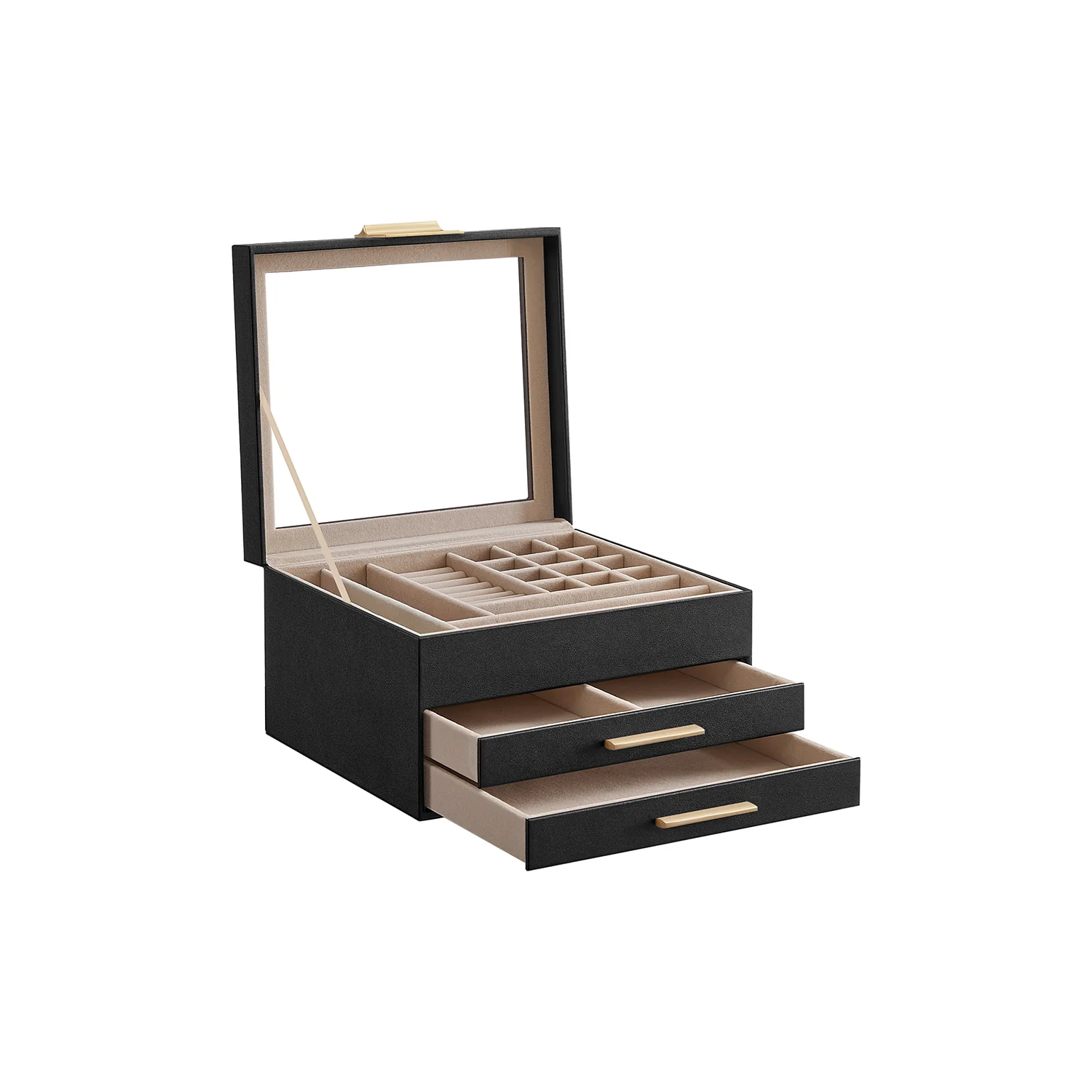 Scatola Portagioie Coperchio in Vetro e Cassetti Moderno - Image 5