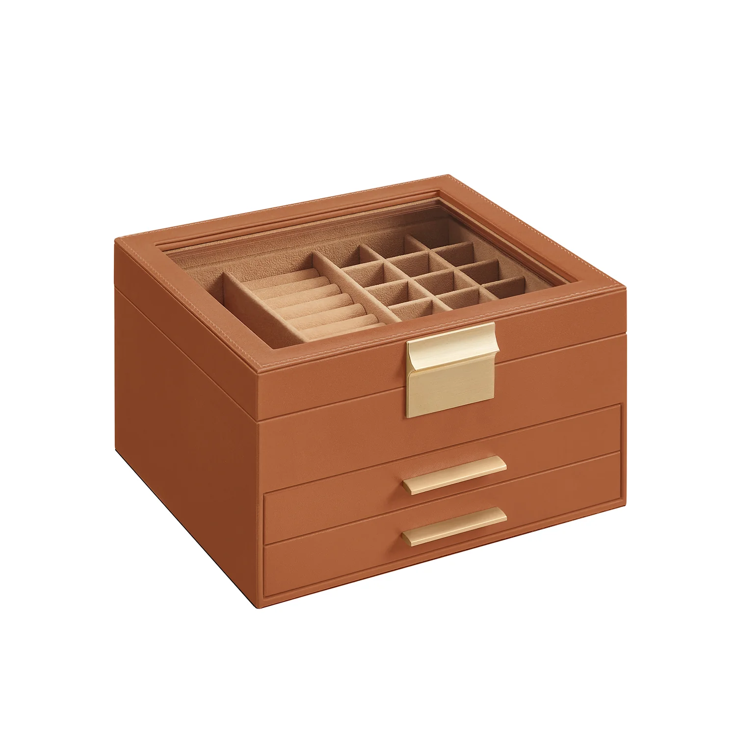 Scatola Portagioie Coperchio in Vetro e Cassetti Moderno - Image 8