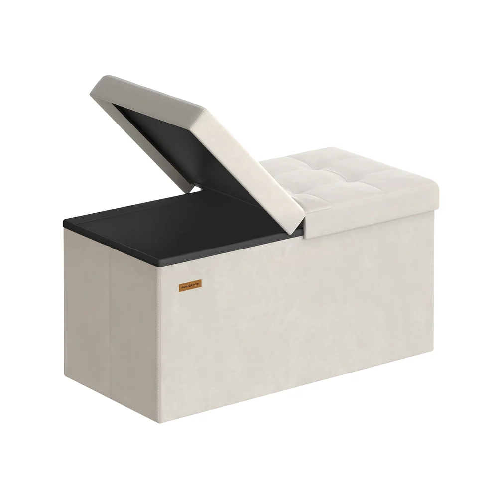 Pouf pieghevole con contenitore e seduta confortevole - Image 2
