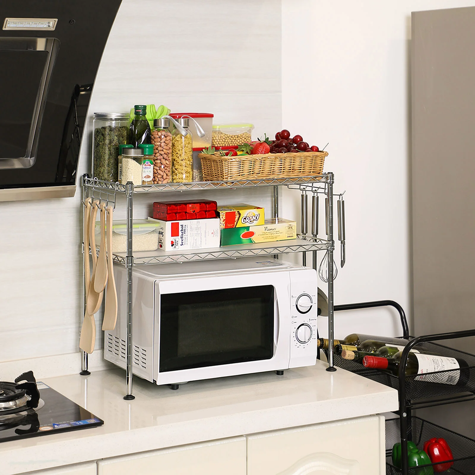 Scaffale da Cucina per Forno a Microonde a 2 Ripiani - Image 3