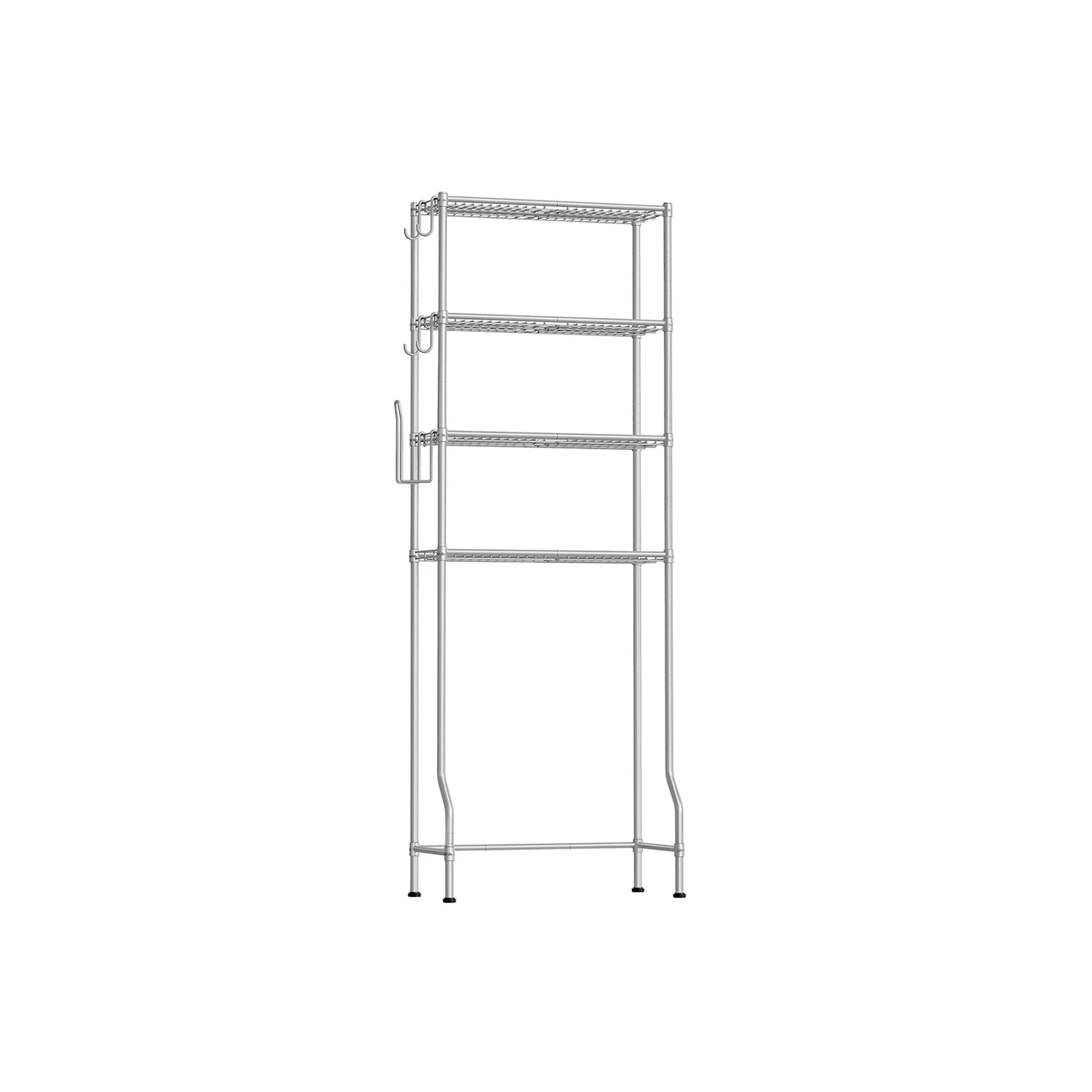Scaffale sopra WC in Metallo con Ripiani Regolabili Ganci e Portaroloto - Image 2