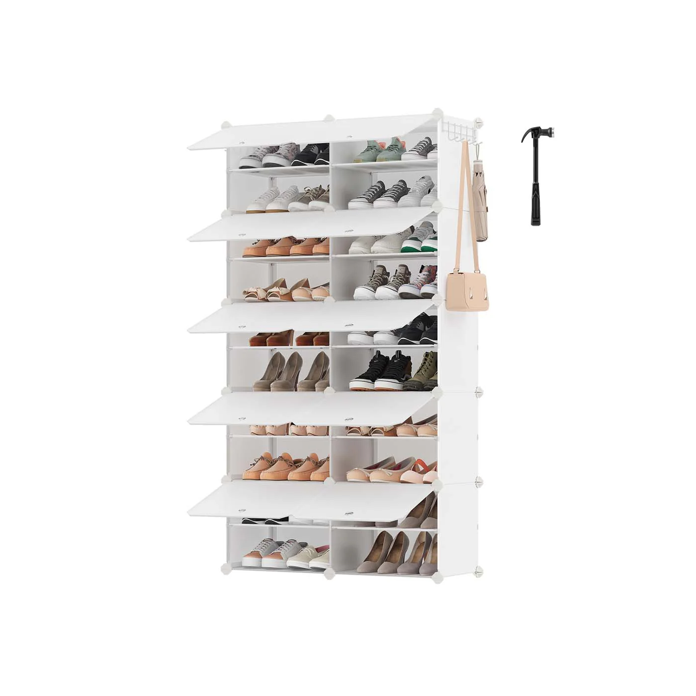 Scarpiera Scaffale Portaoggetti Modulare con Sportello Stile Moderno - Image 4