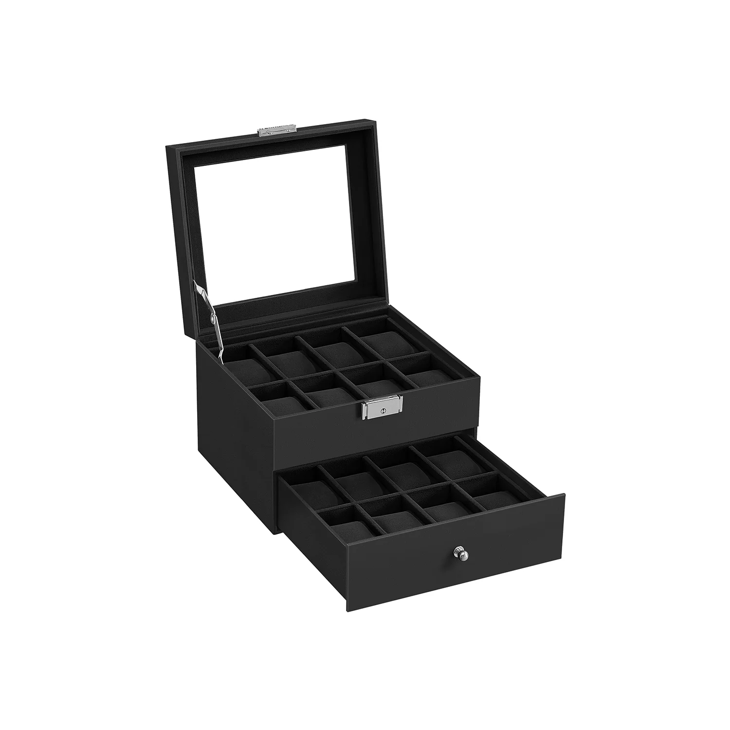 Porta Orologi Capiente con Cuscinetti Rimovibili Superficie in PU
