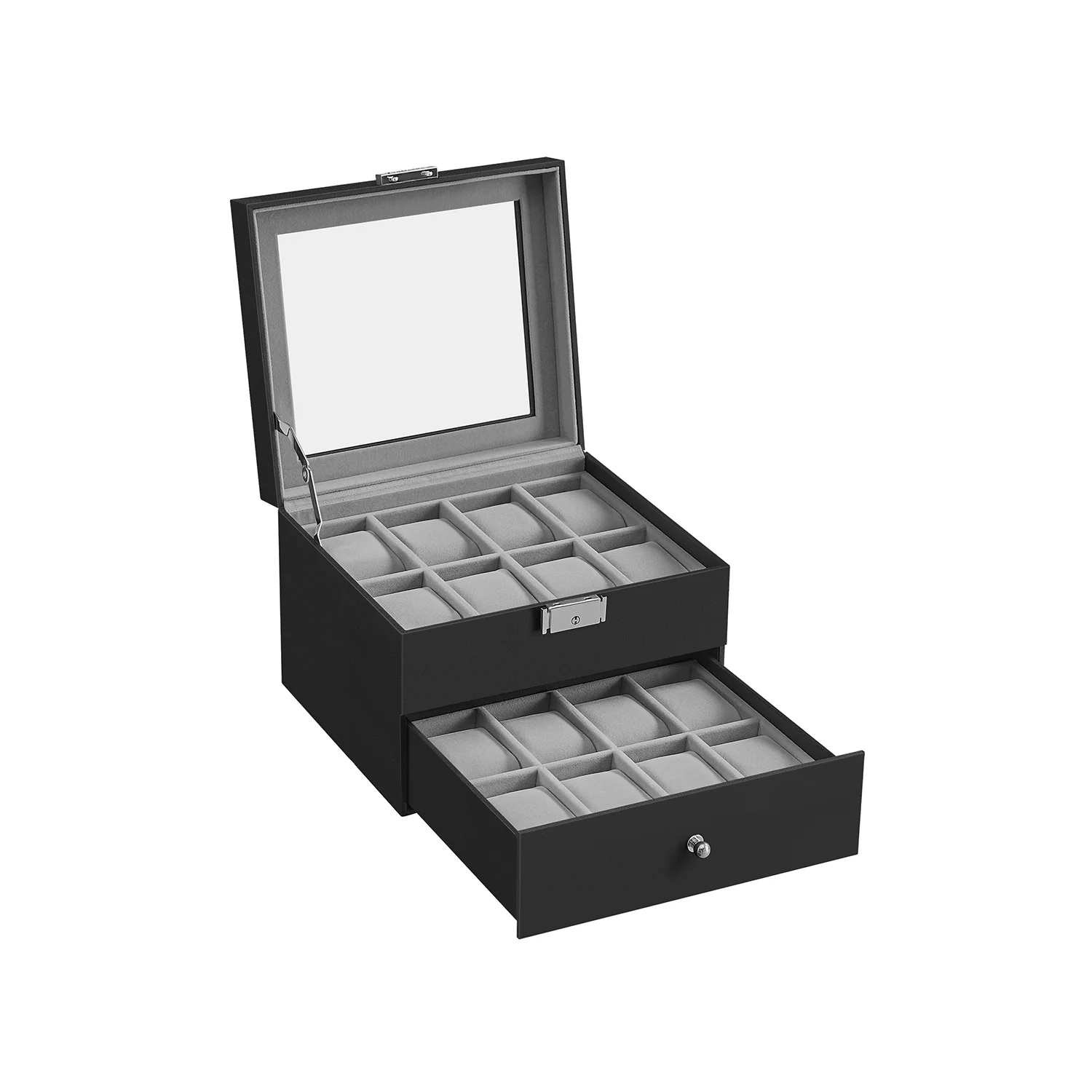 Porta Orologi Capiente con Cuscinetti Rimovibili Superficie in PU - Image 2