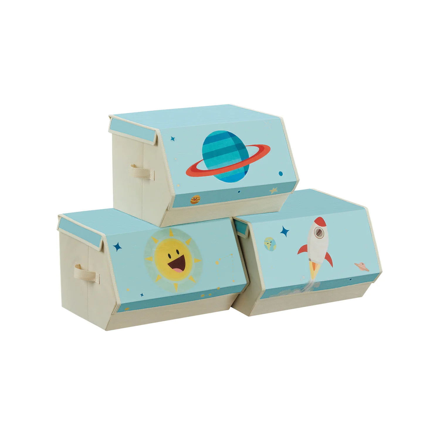 Contenitori Porta Giochi per Bambini Impilabili e Pieghevoli Tema Spazio - Image 2