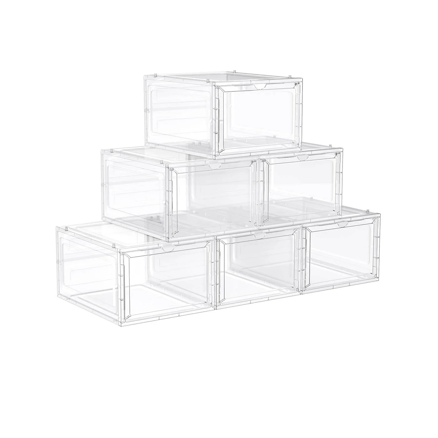 Scatole Portascarpe con Sportello in Plastica Impilabile Montaggio Semplice - Image 2