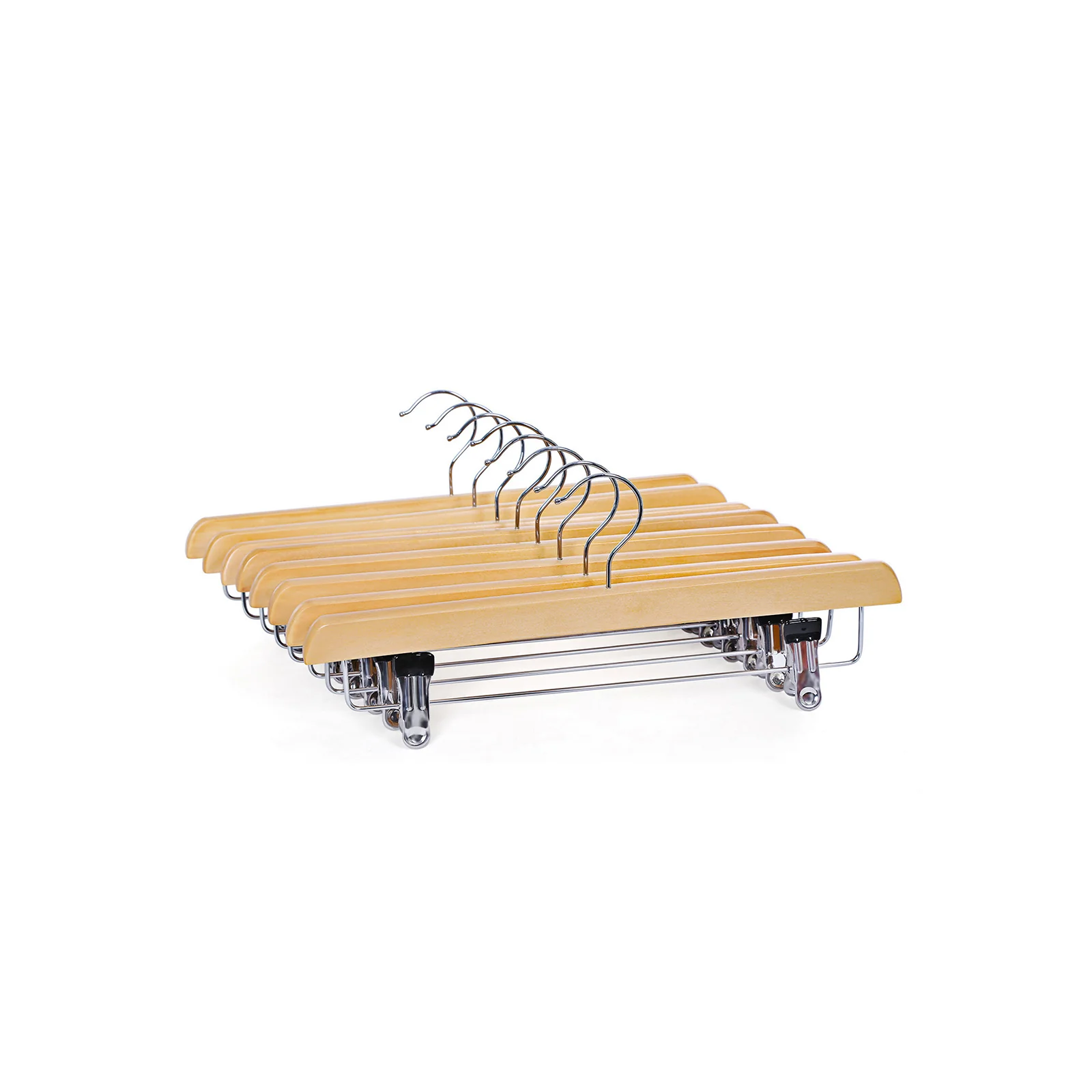 Set di 8 Grucce in Legno con Mollette per Pantaloni - Image 2