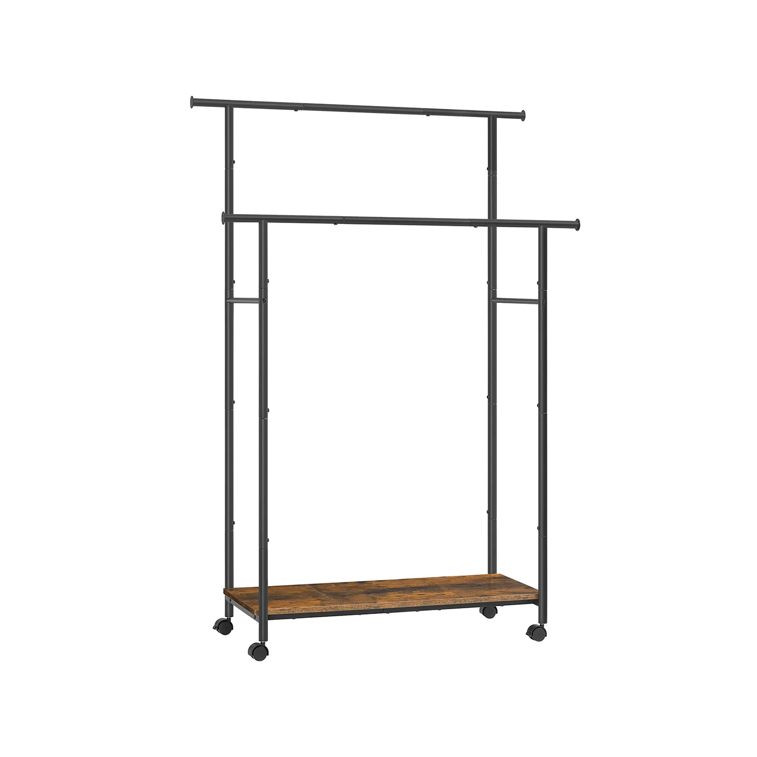 Stand Appendiabiti Doppio con Ruote e Ripiano