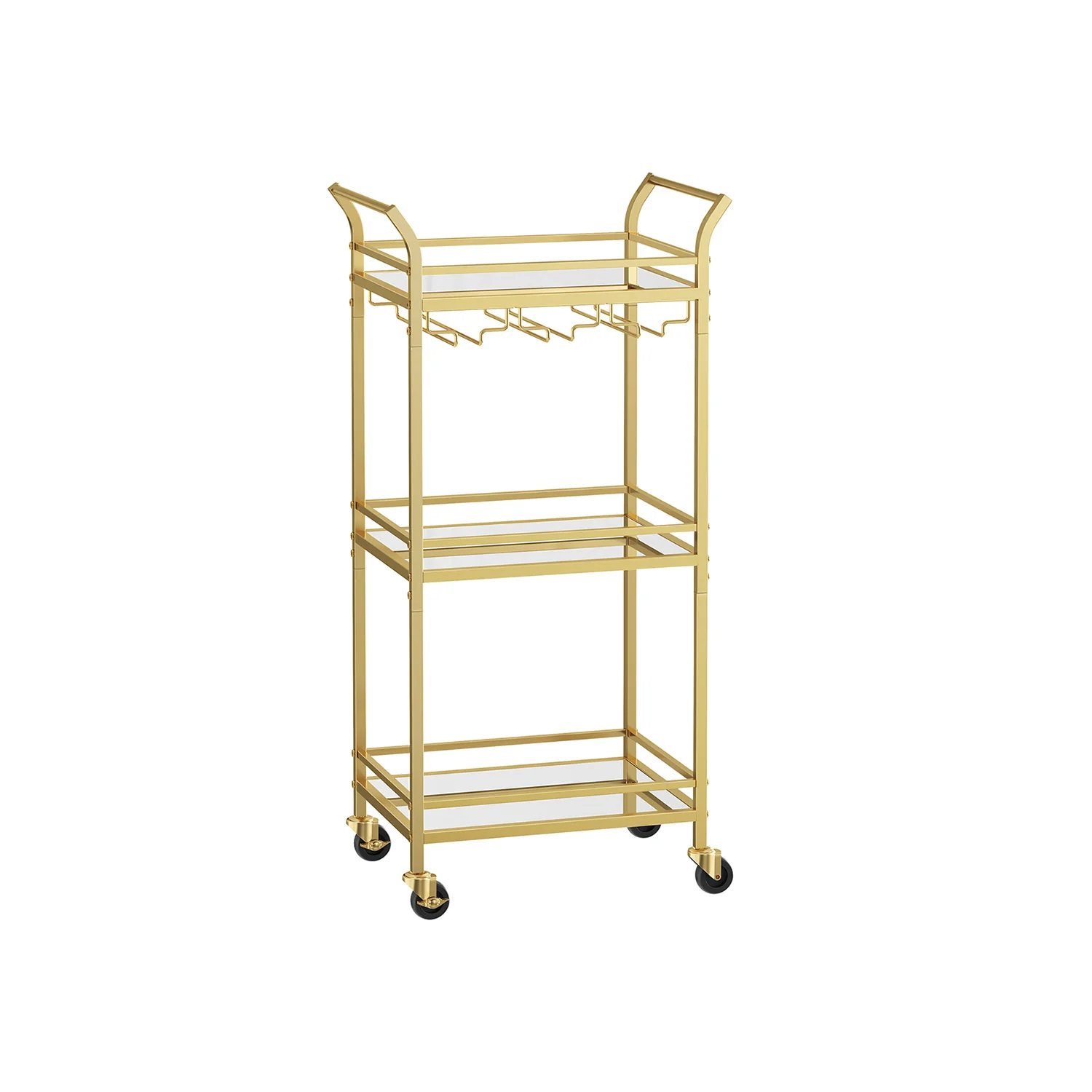 Carrello Cucina Portavivande con Ruote Maniglia Vetro a Specchio