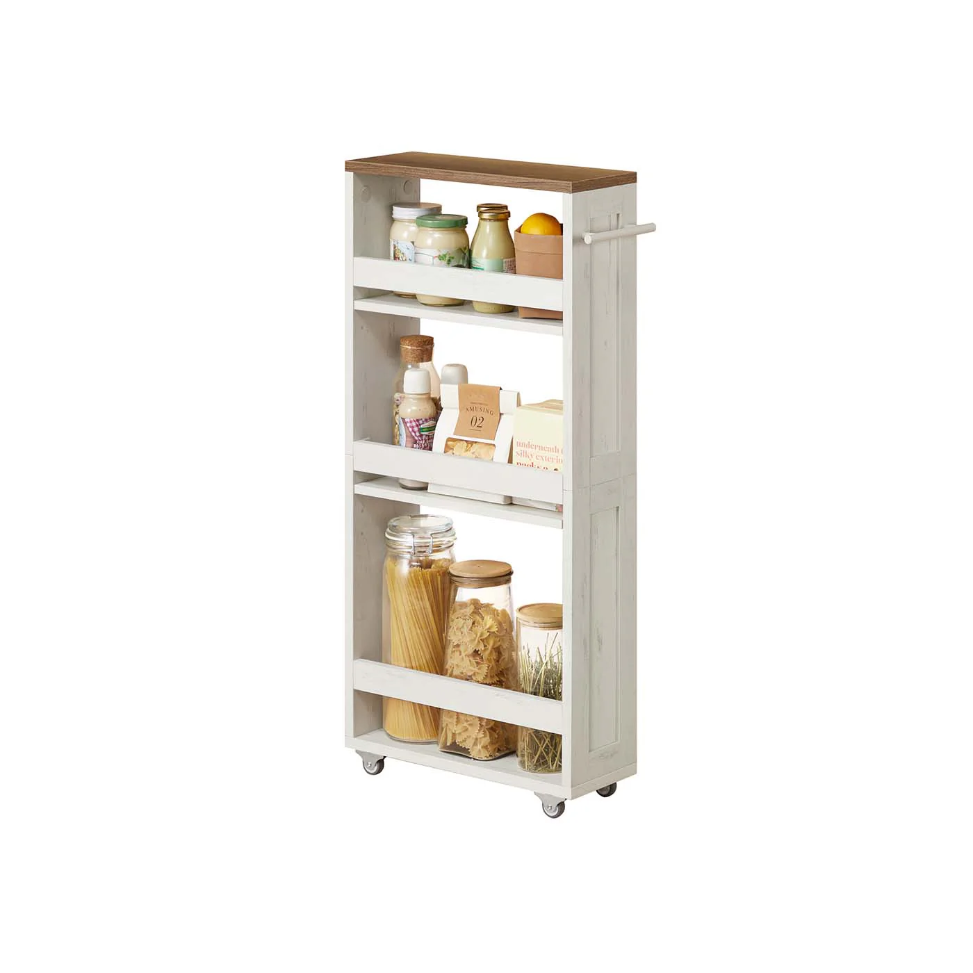 Carrello stretto con maniglia e rotelle