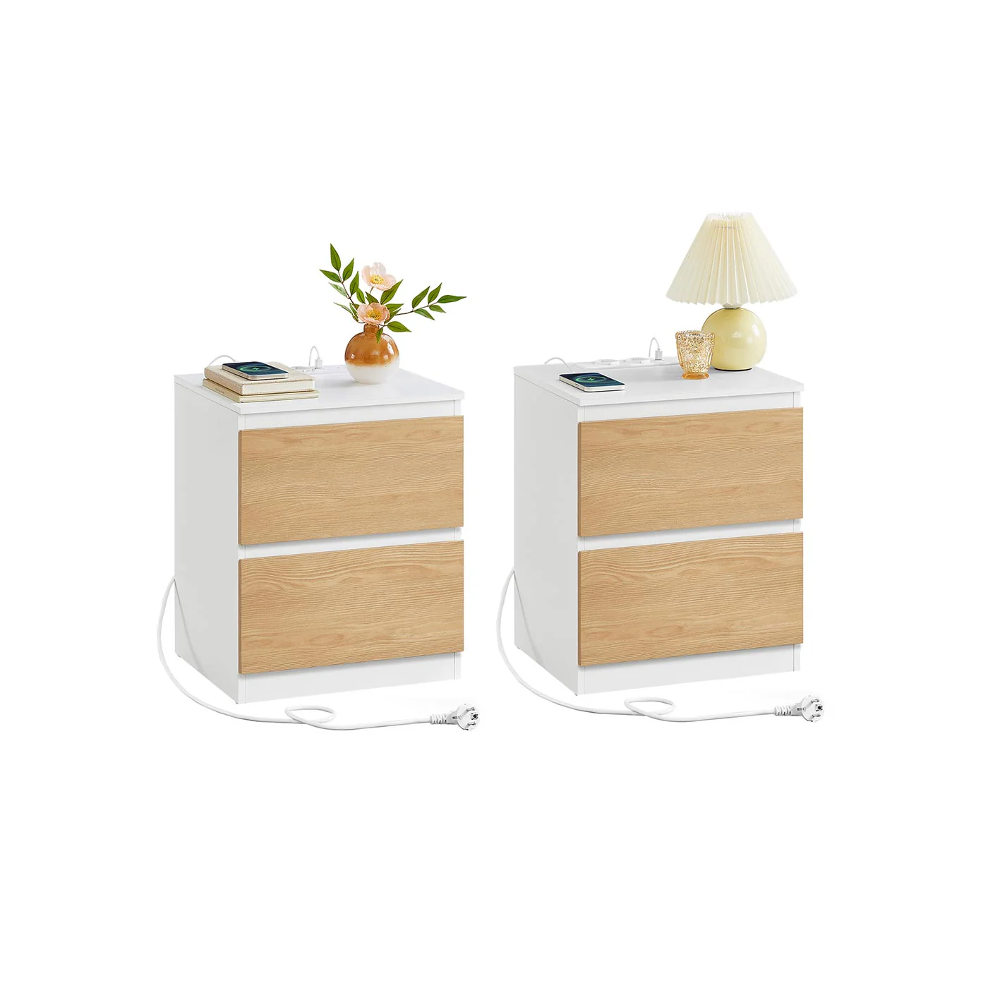 Comodino a due cassetti con multipresa e porte USB-A e USB-C - Image 4