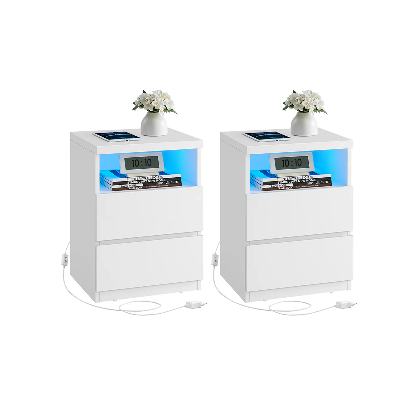 Comodino con LED e Cassetti - Image 2