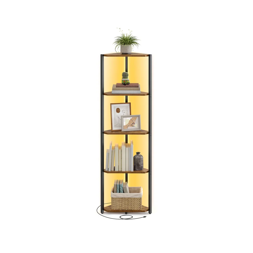 Libreria Scaffale a 5 Ripiani con LED Regolabili