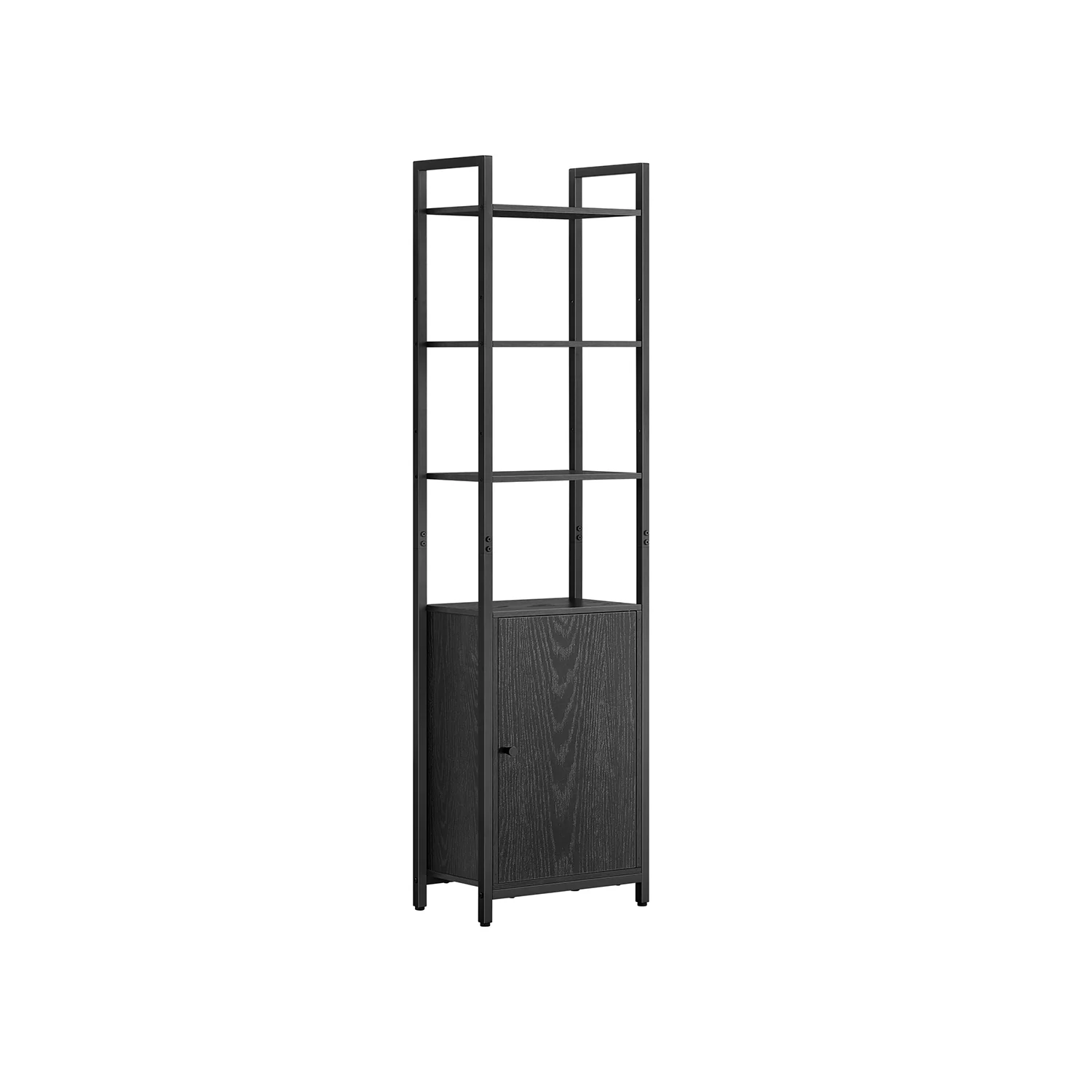 Libreria Scaffale Verticale con Anta Struttura in Metallo Ripiani Regolabili