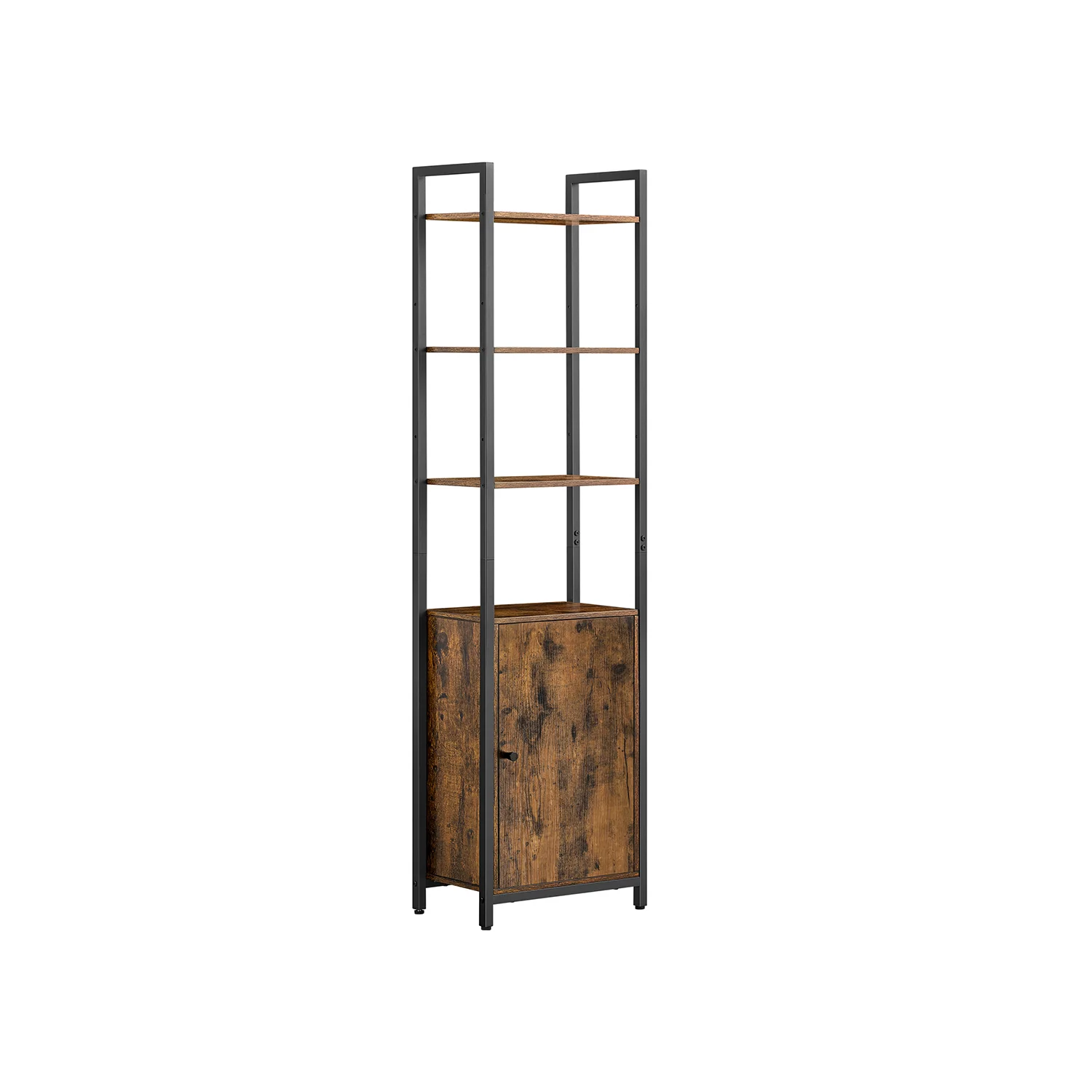 Libreria Scaffale Verticale con Anta Struttura in Metallo Ripiani Regolabili - Image 2