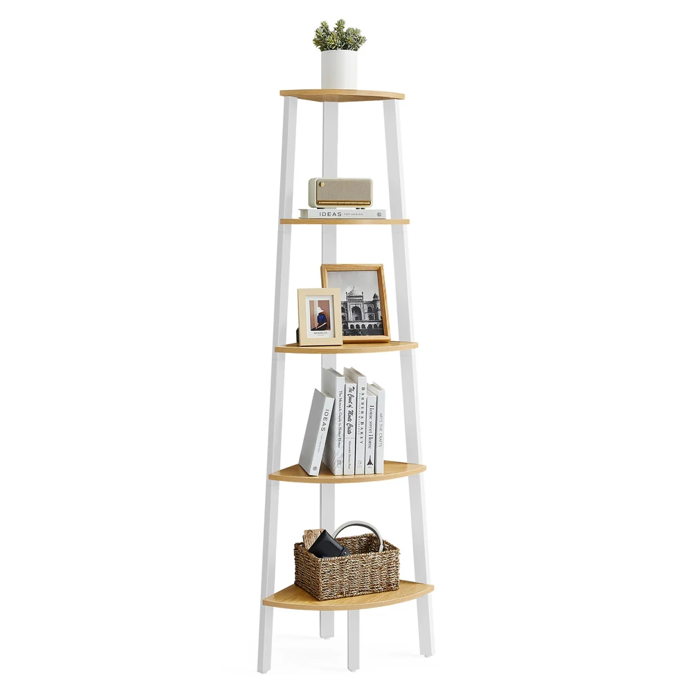 Libreria Angolare con Ripiani Porta Piante per Soggiorno Stile Industriale - Image 2
