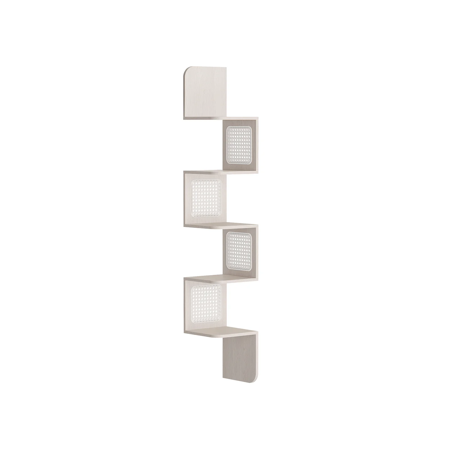 Libreria Mensola Angolare da Muro a Zigzag Lati in Rattan PVC - Image 3