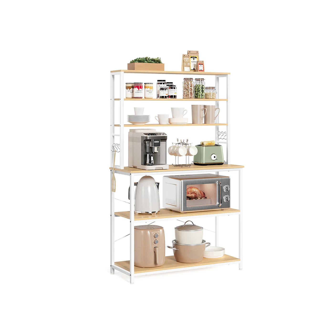 Scaffale da Cucina per Forno a Microonde con Ganci - Image 11