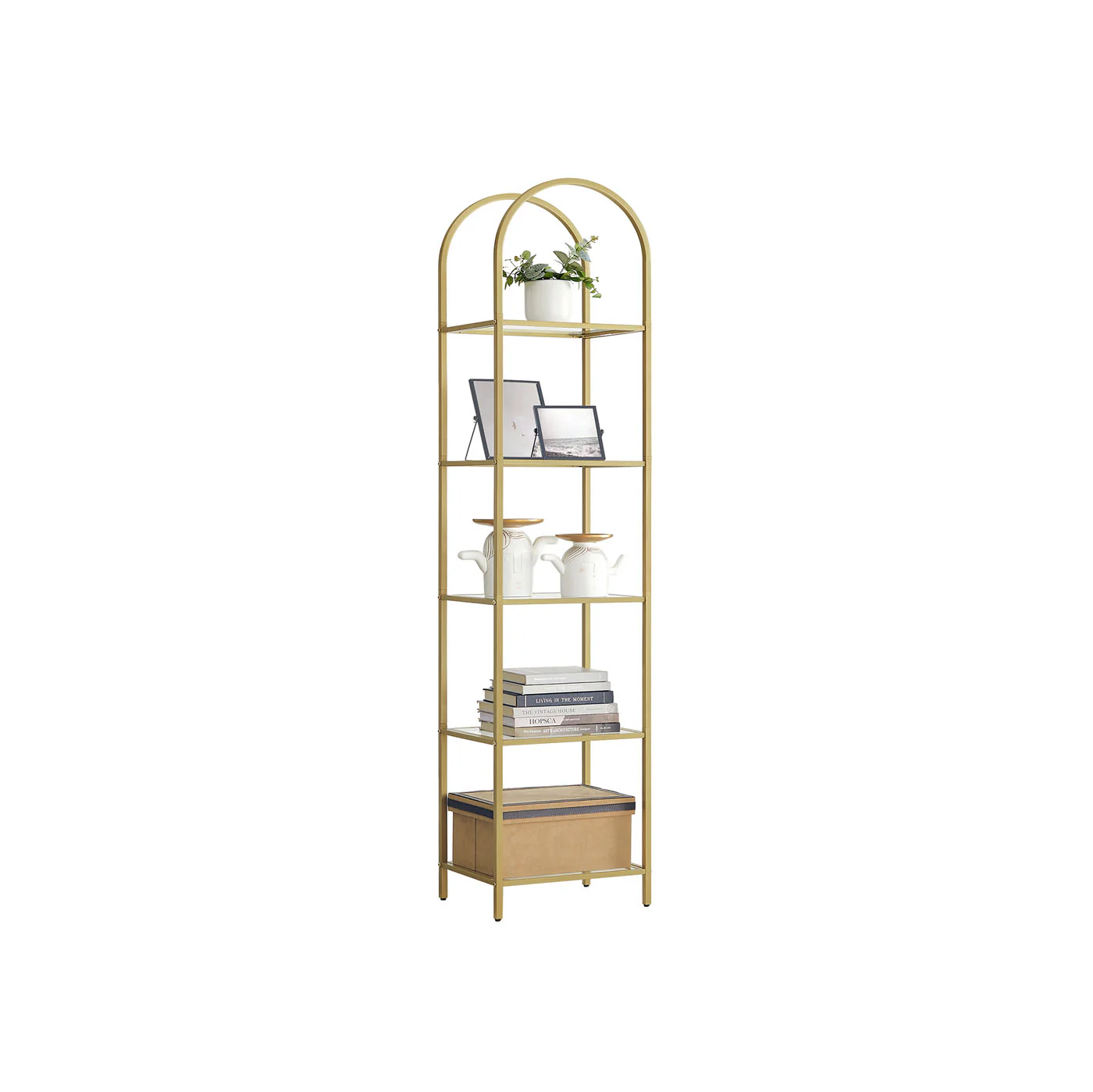 Scaffale con Ripiani in Vetro Temperato Design ad Arco