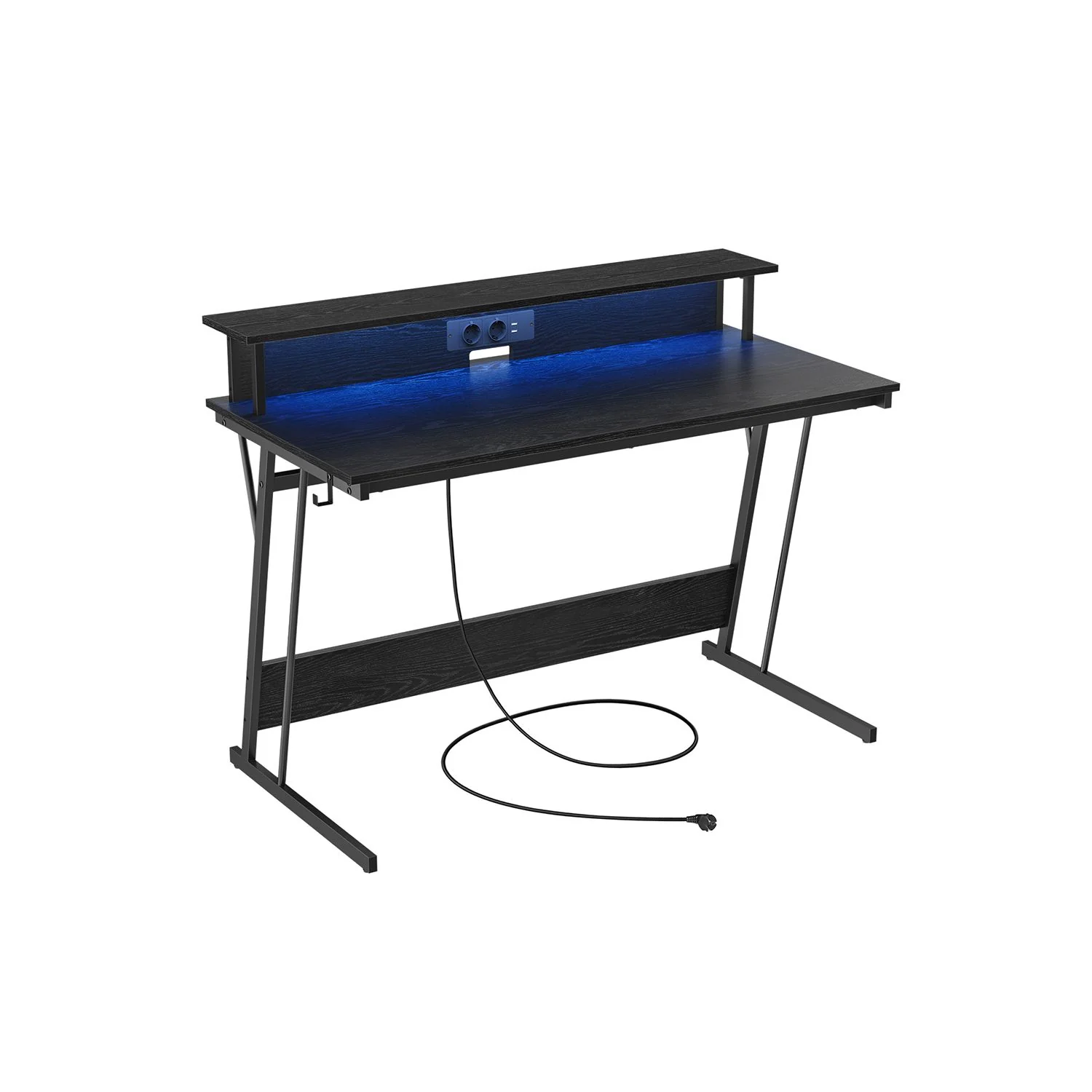Scrivania da Gaming con Luci LED Prese di Corrente Supporto per Monitor - Image 2
