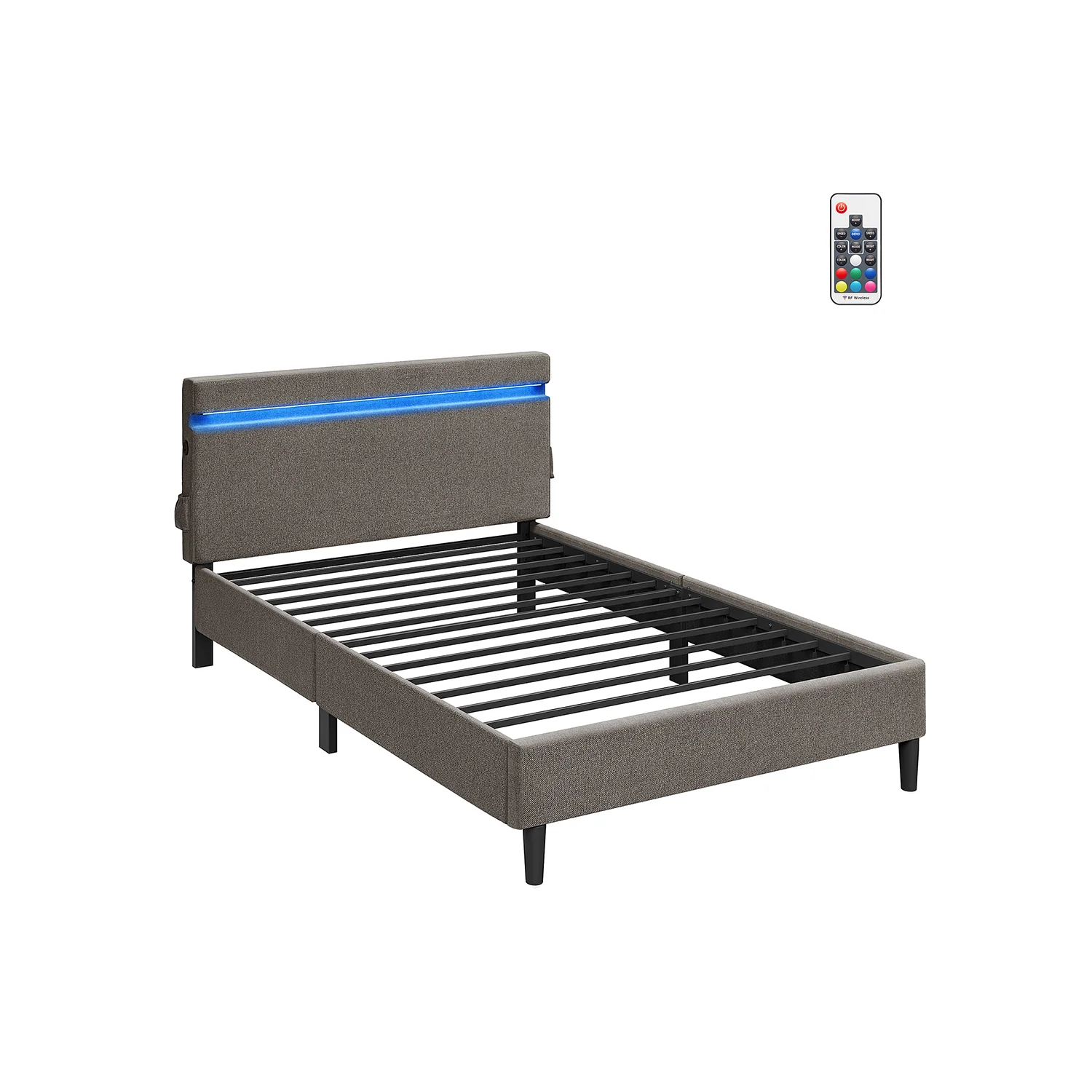 Struttura Letto Matrimoniale Metallo 140 x 190 cm Grigio Scuro