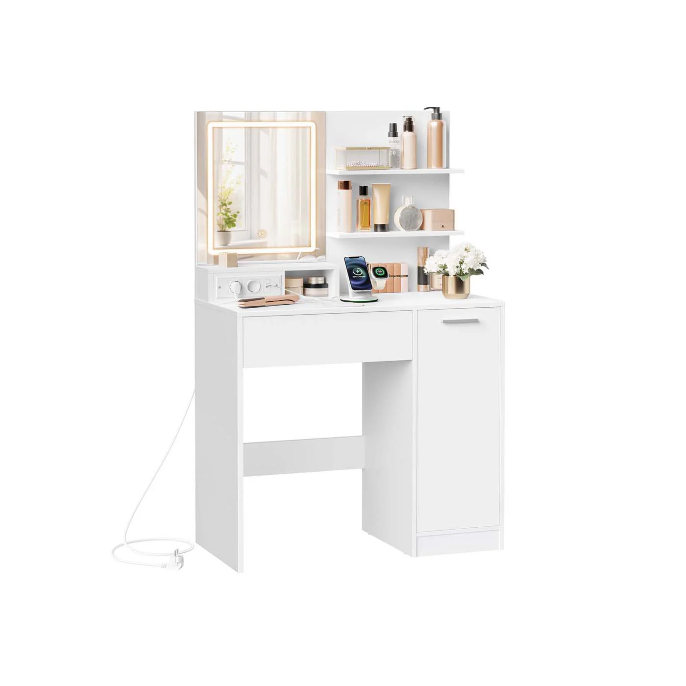 Tavolo da Trucco con Specchio Bianco - Image 2